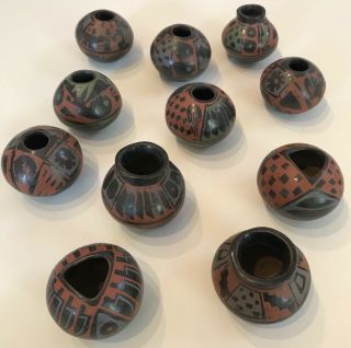 11 Vintage Mexican Pottery Casas Grandes Mata Ortiz Seed Pots Chacon Miniatures