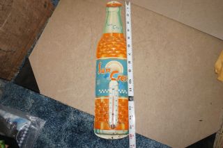 Vintage Sun Crest Soda Pop Tin Thermometer Bottle Sign Display Robertson Usa