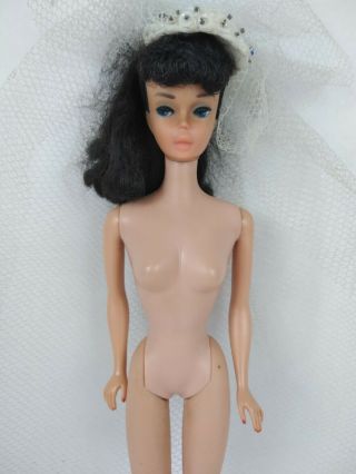 Vintage Brunette Ponytail 1958 Barbie Doll Mattel Marked 11 w/Veil 2