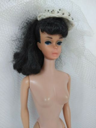 Vintage Brunette Ponytail 1958 Barbie Doll Mattel Marked 11 w/Veil 3