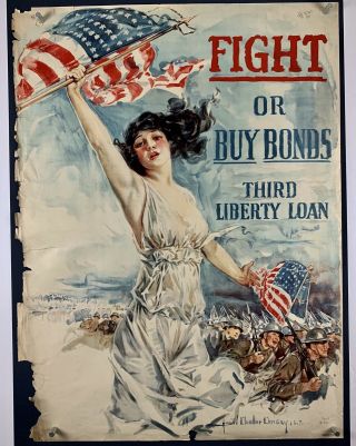 Liberty Loan World War 1 Poster (fair) 1917 Wwi Howard Chandler Christy 30x40 19