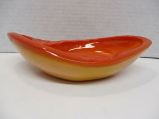 Vintage Mid Century Modern L.  E.  Smith Orange Slag Glass Ashtray