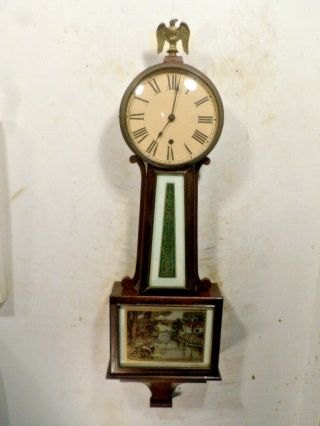 Very Large Haven 39 " Banjo Clock With Eagle On Crest - - Circa 1890