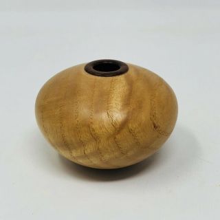 Spinning Turned Wood Vase Wooden Vintage Hand Crafted Aspen Small Round Pen Hold