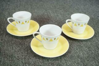 Set Of 3 Vintage Retro Cups And Saucers Porcelain