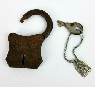Rugby Vintage Antique Pad Lock With Key