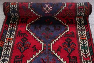 One - Of - A - Kind Vintage Geometric Tribal Abadeh Runner Rug Hand - Knotted Wool 3x10