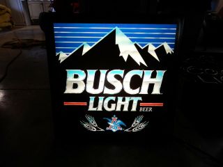 Vintage 1989 Busch Light Beer Neo Neon Lighted Sign Ab Bud Budweiser Mountains