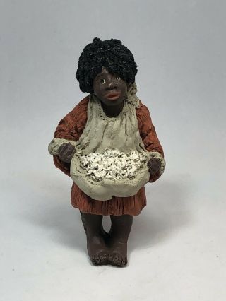 June Mckenna 1989 Vintage Black Folk Art Americana Flat Back Figure Cotton