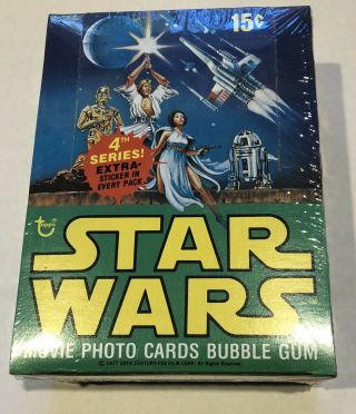 Vintage 1977 Topps Star Wars Trading Cards Series 4 Empty Wax Box