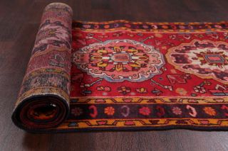 Vintage Geometric Tribal Heriz Serapi Red Runner Rug Hand - Knotted Carpet 3 