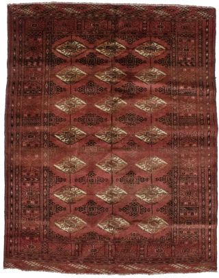 Semi Antique Tribal Red Turkoman 4x5 Vintage Handmade Oriental Area Rug Carpet