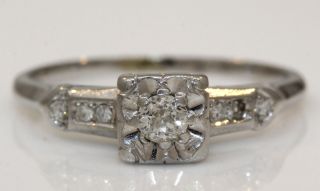 Stunning Vintage 14k White Gold Ring With 0.  25 Ctw Old Cut Diamonds C55