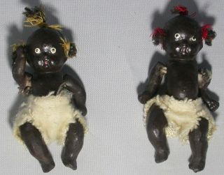 Vintage Black Americana Bisque Dolls Jointed Made In Japan 3 "