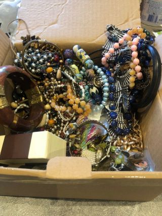 Box Of Vintage Mixed Jewelley