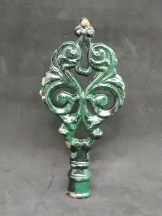 Antique Large Ornate Cast Iron Lamp Finial Green