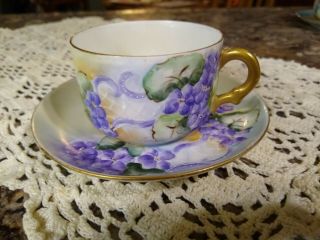 1909 - 1934 Ct Altwasser Silesia Germany Hand Painted Signed M Hiss Tea Cup Set