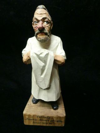 Vintage Germany Jaschke Pretzl Wood Carving Figurine Doctor Chirurg Surgeon