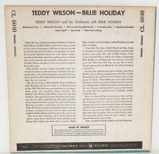 Teddy Wilson And His Orchestra Featuring Billie Holiday Columbia LP CL 6040 1949 2