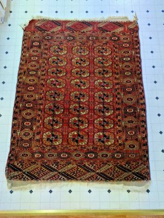 Antique Tekke Turkoman Turkmenistan Hand Knotted Wool On Wool Rug 5 