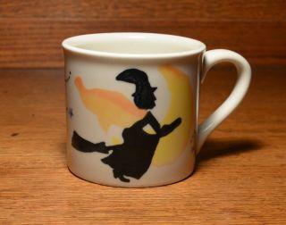 Starbucks Barista Hand Painted Halloween Witch Flying On Broom And Stars Mug Cup