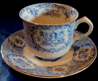 Vintage Ridgways Oriental Pattern Demitasse Cup And Saucer Blue & White