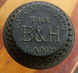 B & H Brass Oil Lamp Flame Spreader - Pat.  Date - Aug 20,  1889