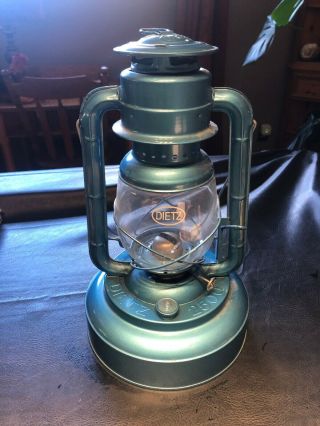 Antique Blue Dietz 2500 Jupiter Lantern With Clear Globe