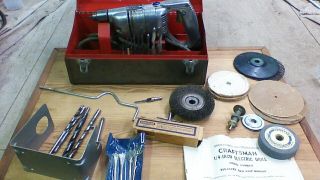 Vintage Craftsman 1/4 " Electric Drill Model 315.  25781 Metal Case & Accessories