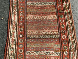 Antique Geometric Caucasian Oriental Runner Rug Wool 3x11.  5 Feet Vg Cond