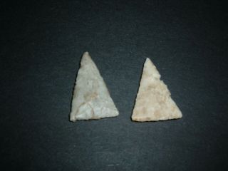 2 Fine Upper Mercer Ft.  Ancient Triangle Point Indian Arrowhead/artifact