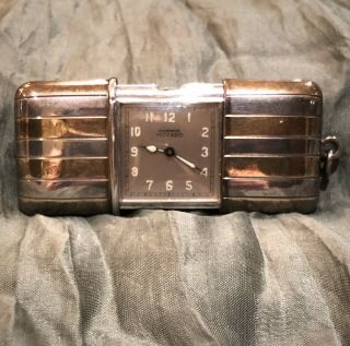 Antique Movado Chronometre Silver Pocket Travel Watch