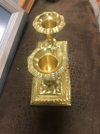 Vintage Hosley Solid Brass Candle Stick Holders Bs - 52401 4” Tall 3” Square 2