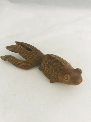 Vintage Hand Carved Wood Fish Detailed Design Estate