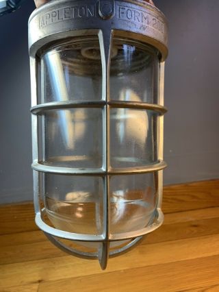 Appleton Form 200 Explosion Proof Light Fixture Vintage Steampunk Cage & Glass