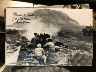 Charles W.  Lindberg Usmc Wwii Us Flag Raiser Iwo Jima Signed Autographed Photo