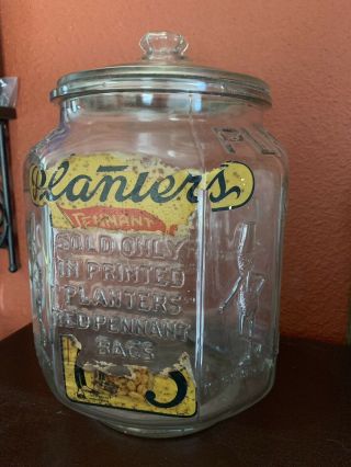 Vintage Antique Pennant Planters Peanut Glass Jar Display