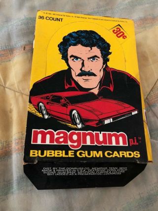 Tom Selleck 1983 Magnum Pi Bubble Gum Trading Cards Box 9 Packs Donruss