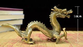 Chinese Hand Work Old Copper Carved Dragon Statue