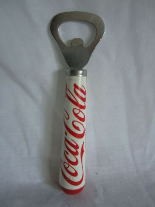 Vintage Coca Cola Advertising Red & White Wood Wooden Bottle Cap Opener (lk)