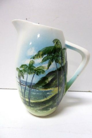 Vintage Australian Pottery Studio Anna Hand Painted Jug Lord Howe Island