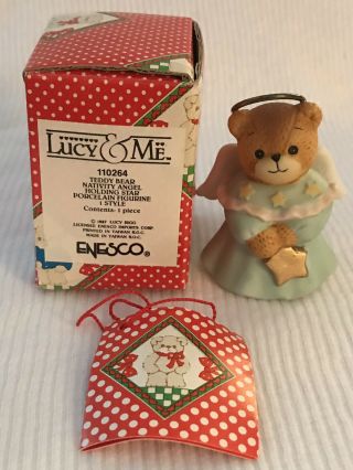 Vintage Enesco Lucy And Me Girl Angel W/star Nativity,  Christmas 1987,  2.  5” Box
