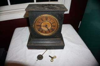 Antique Ansonia Mantel Clock With Cast Iron Case 1882 Movement