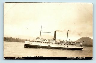 Steamship Dolphin A.  S.  S.  Flyer - Pre 1920 Vtg Ketchikan Alaska Photo Rppc
