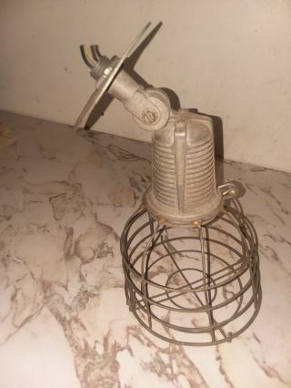 vintage keene stonco NO 150 light fixture with cage RARE 2