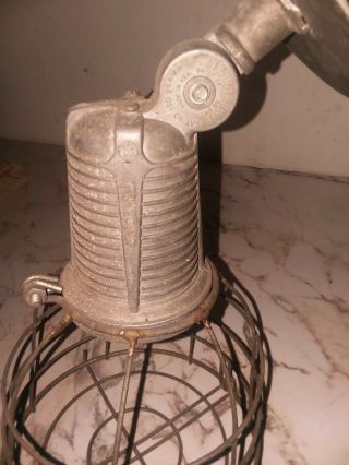 vintage keene stonco NO 150 light fixture with cage RARE 3