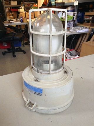 Vintage Crouse Hinds Industrial Explosion Proof Cage Light Fixture W/ Globe