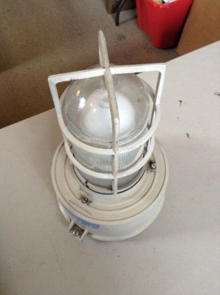 Vintage Crouse Hinds Industrial Explosion Proof Cage Light Fixture W/ Globe 2