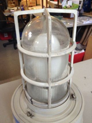 Vintage Crouse Hinds Industrial Explosion Proof Cage Light Fixture W/ Globe 3