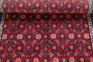 Vintage All - Over Floral Red Runner Hamedan Wool Rug Hand - Knotted 8 